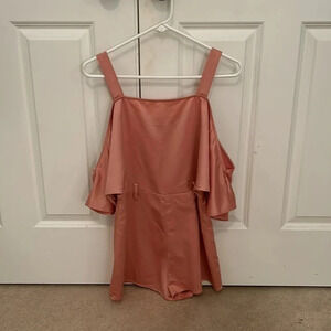 Forever 21 contemporary pink romper size  medium cold shoulder no belt polyester